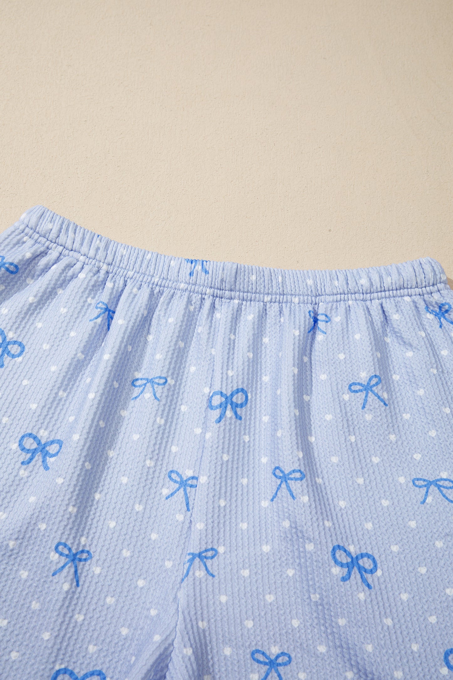 Heart & Bow Print Twisted Rib Short Set