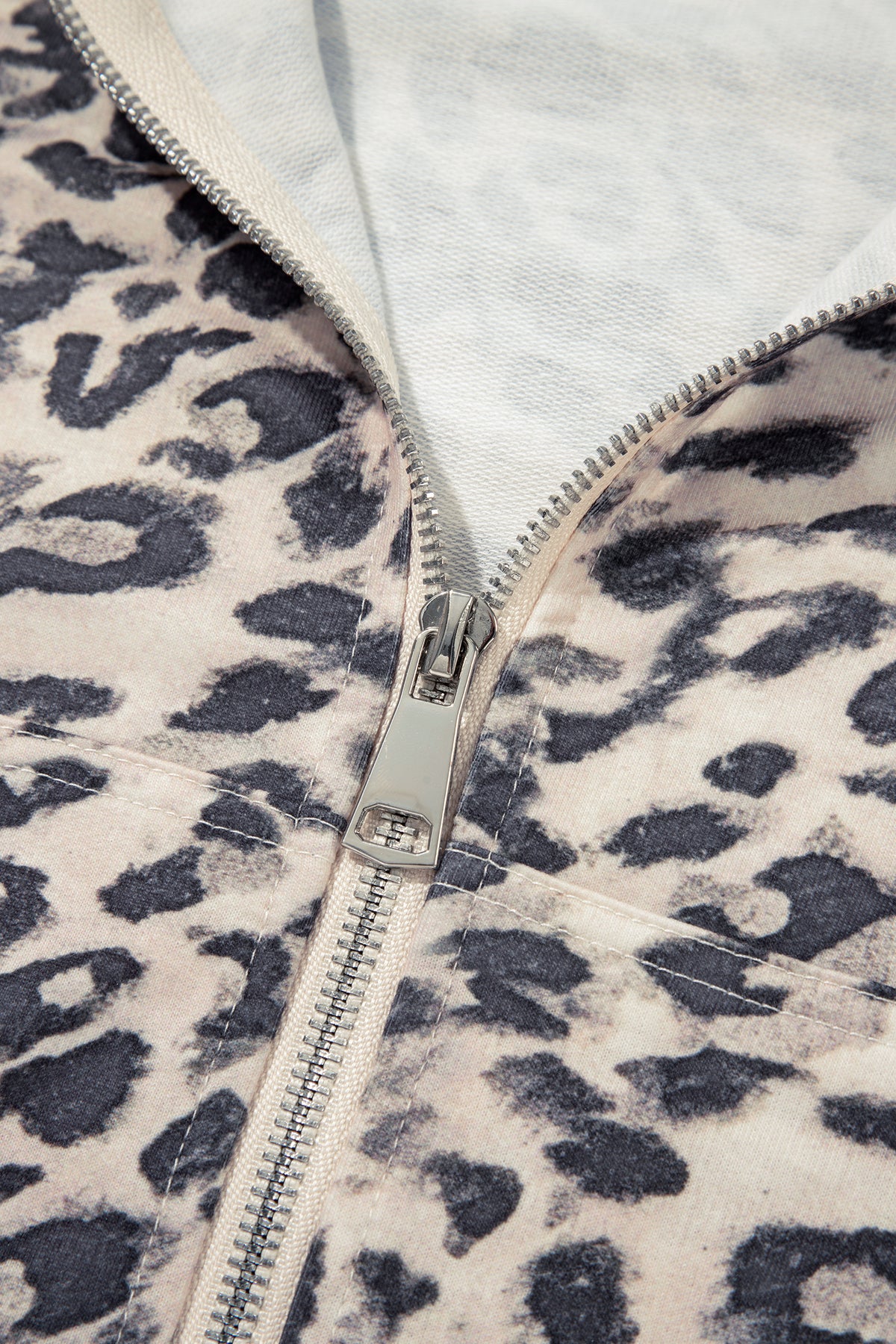 Multicolor Leopard Zip-Up Shorts Set