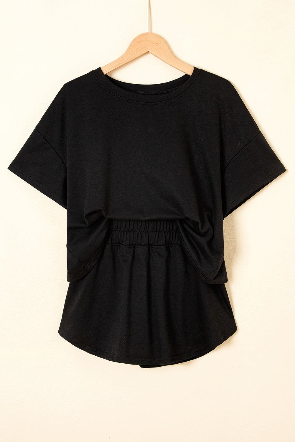 Black Cropped Tee and Ruffle Skort Set