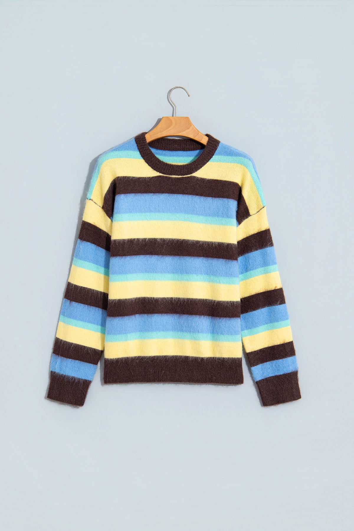 Multicolor Fuzzy Striped Sweater