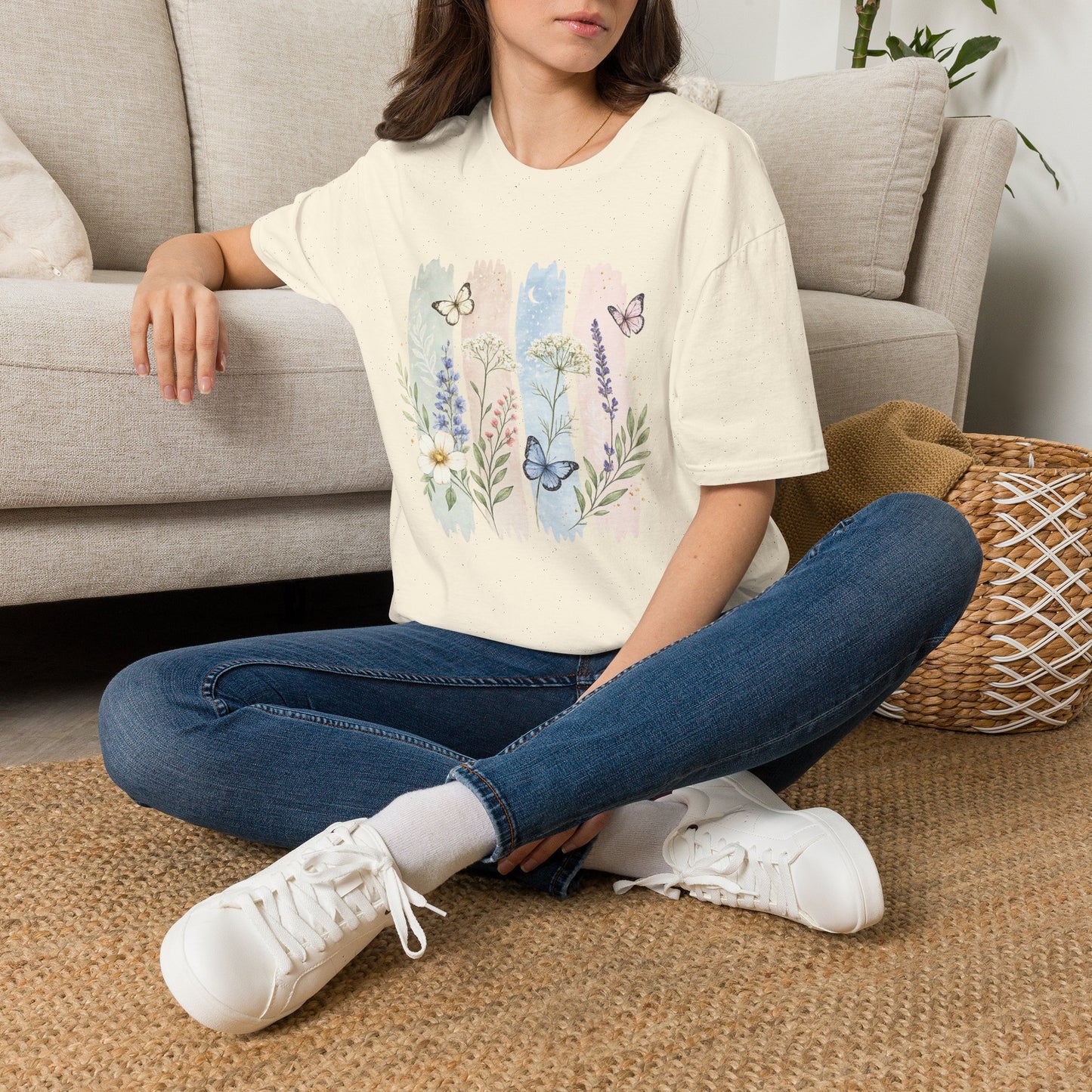 Floral Watercolor Butterfly T-Shirt — Pastel Garden Tee
