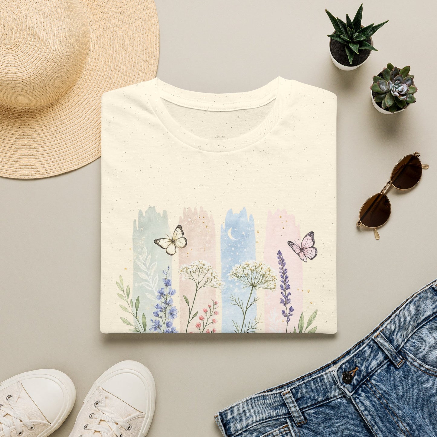 Floral Watercolor Butterfly T-Shirt — Pastel Garden Tee