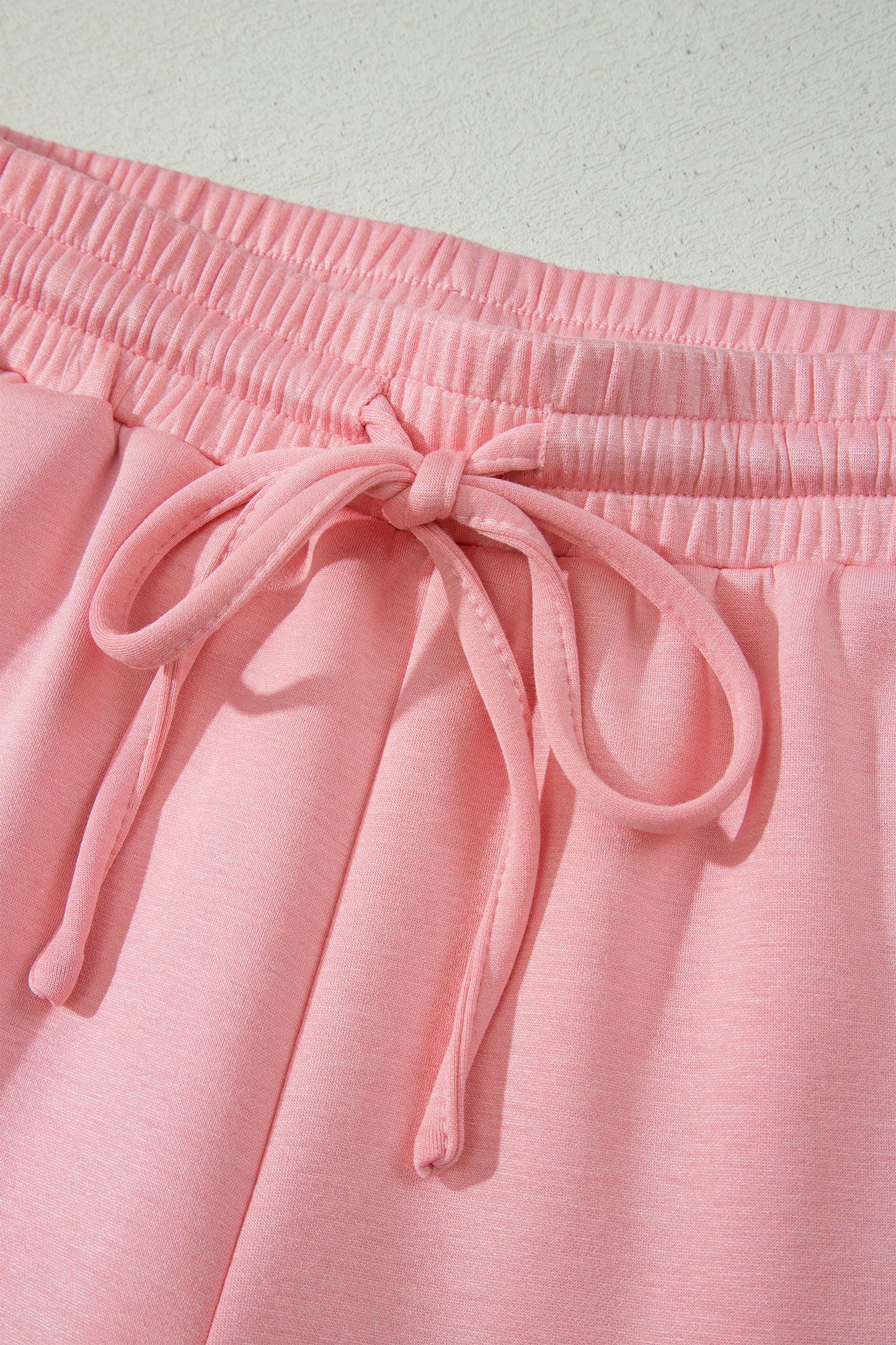Scalloped V-Neck Dolman Top & Drawstring Short Set
