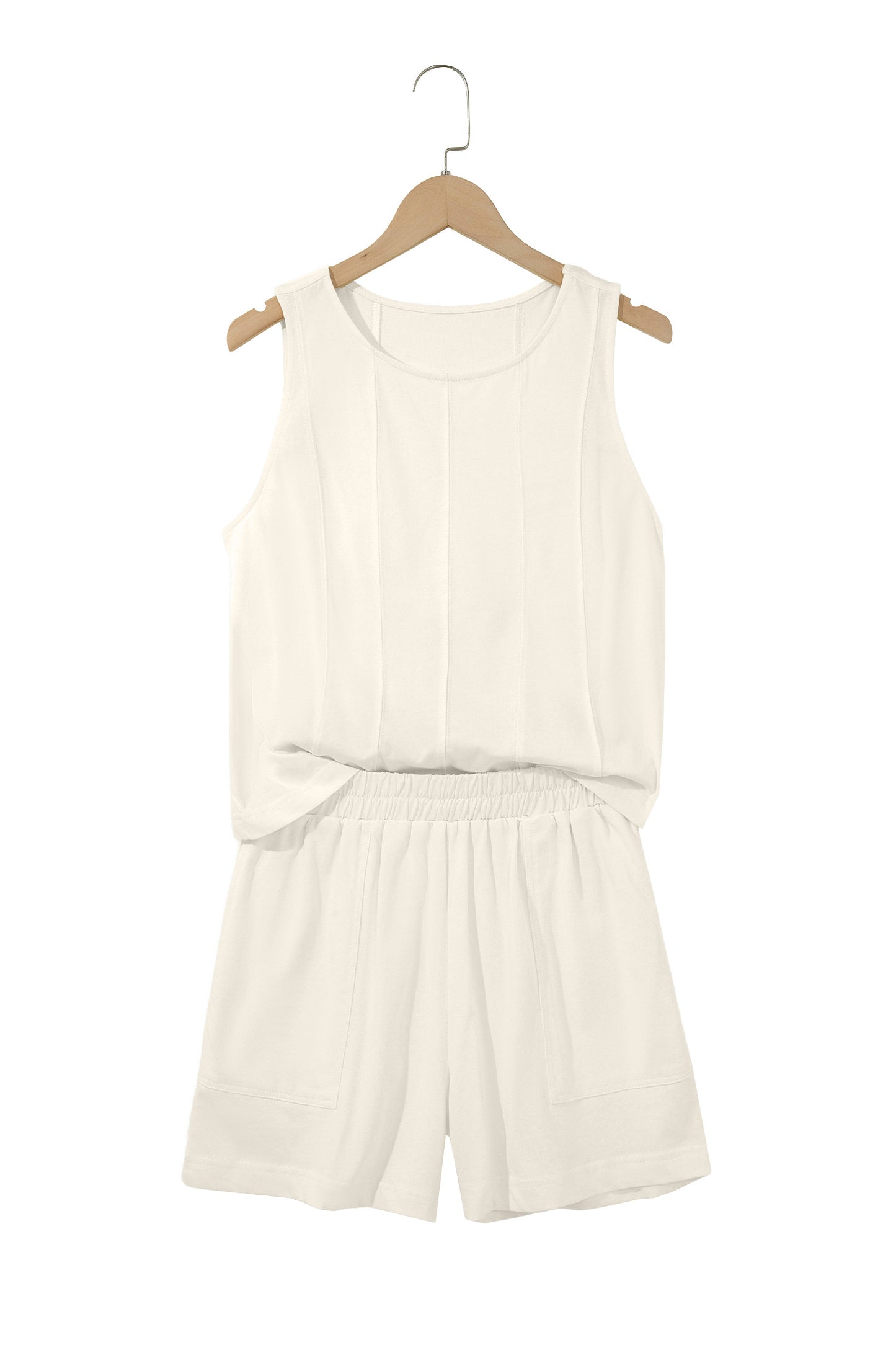 Stitched Detail Loose Tank Top & Shorts Set