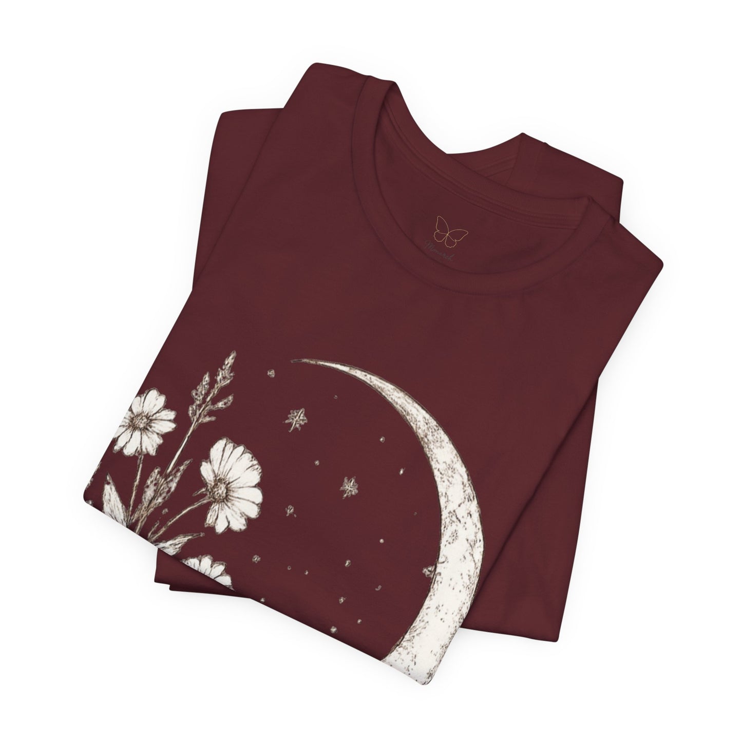 Crescent Moon Wildflower Tee — Botanical Graphic T-Shirt