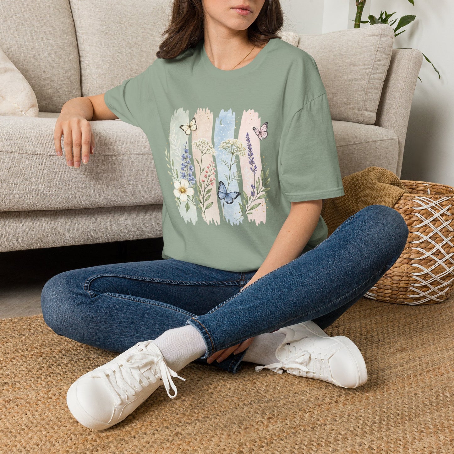 Floral Watercolor Butterfly T-Shirt — Pastel Garden Tee