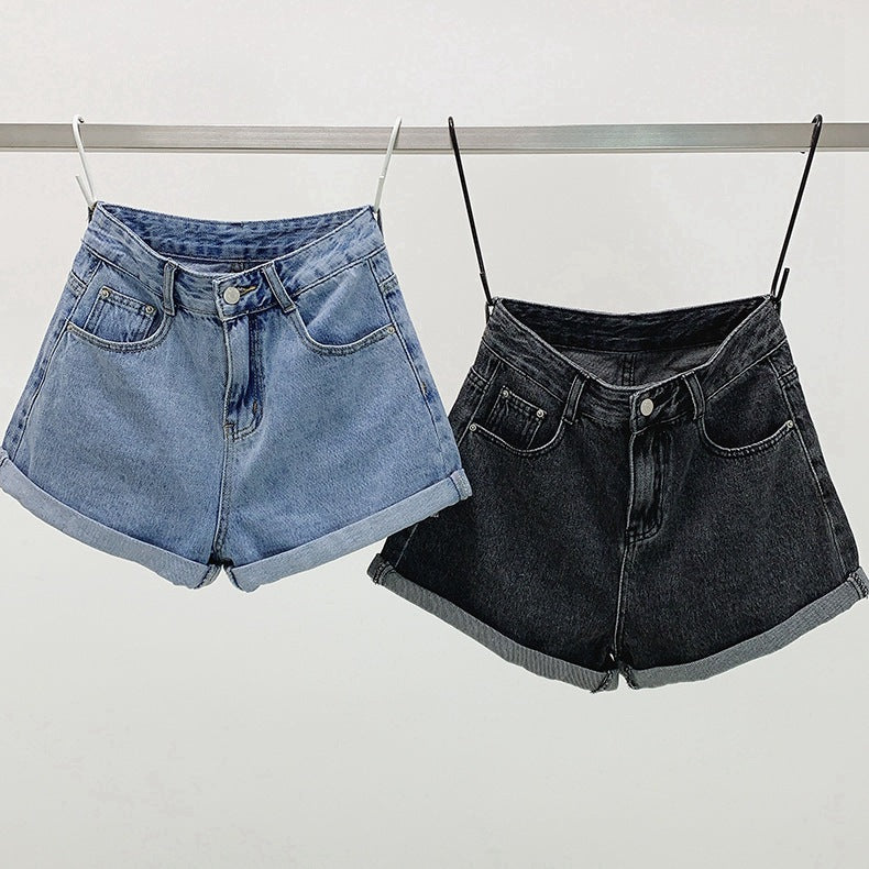 High-Waisted Wide Leg Denim Shorts