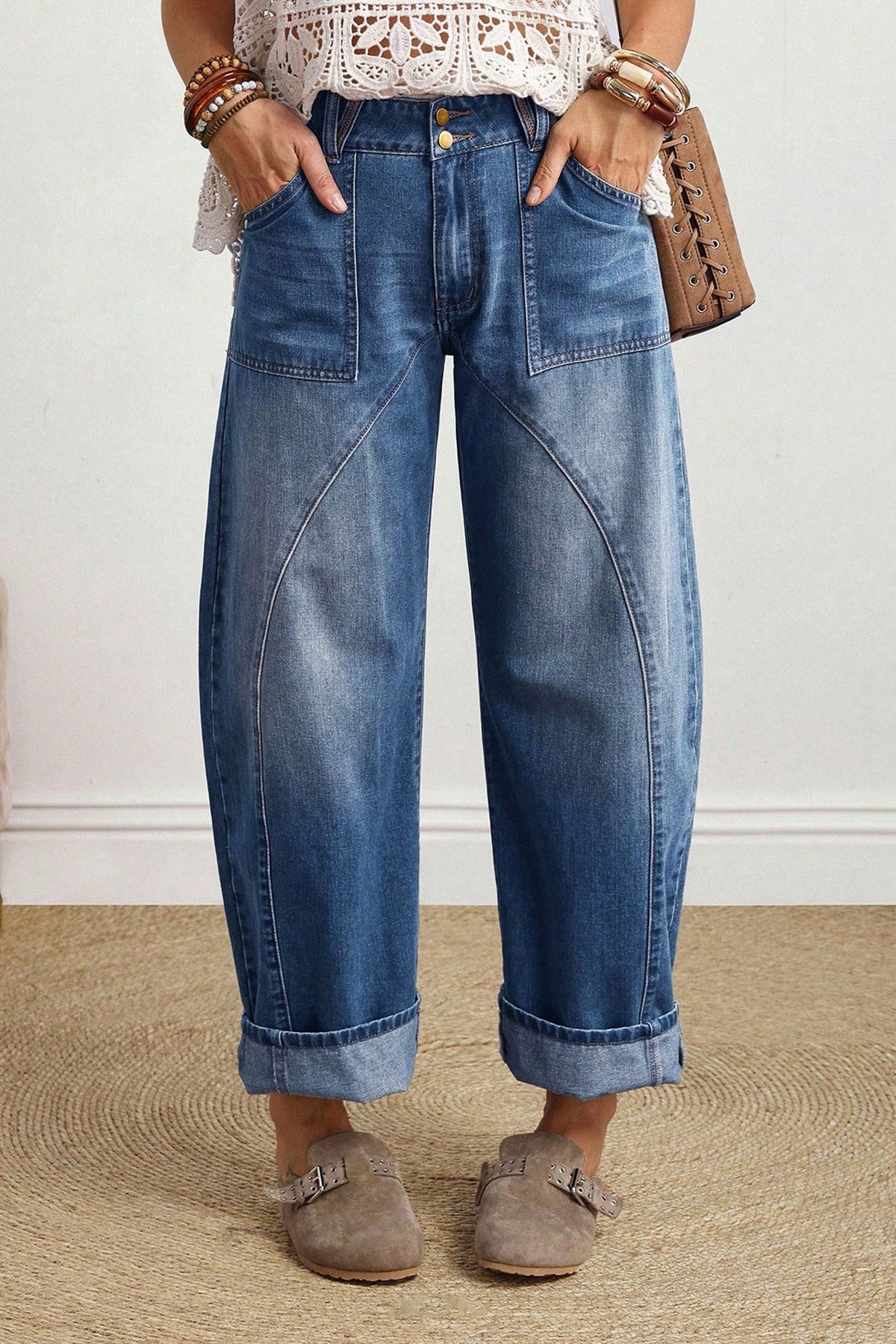 Ashleigh High-Waist Curved-Seam Ankle Jeans