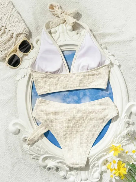 Shell Embellished White Bikini Set