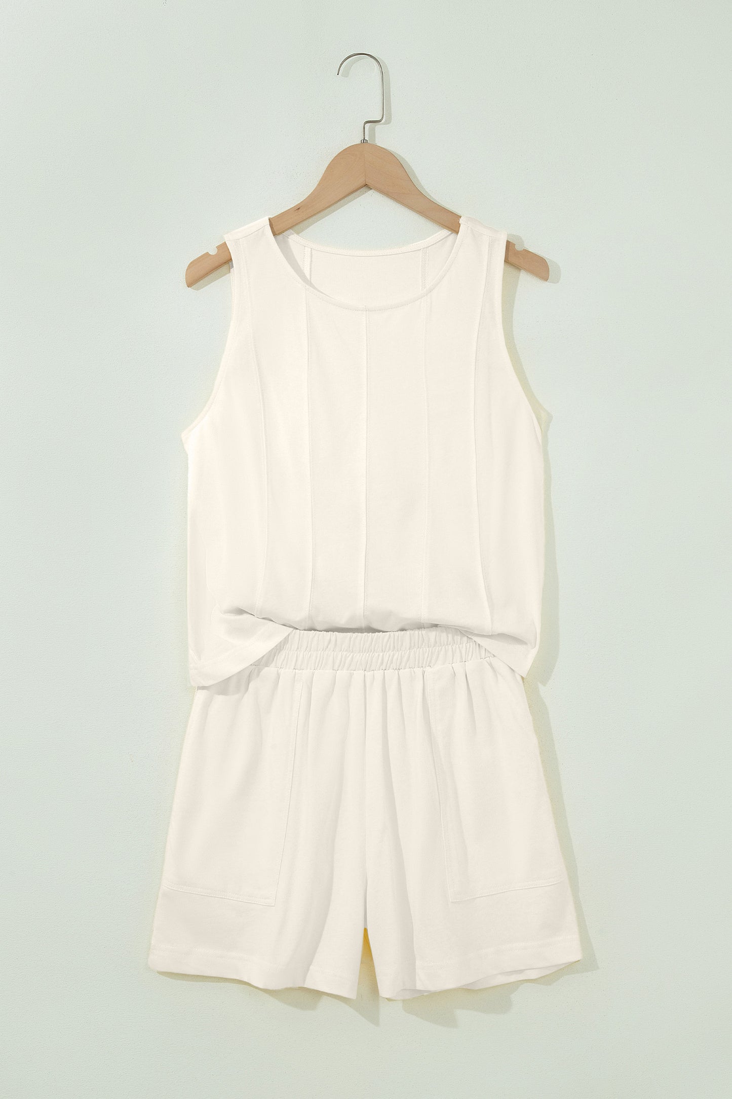 Stitched Detail Loose Tank Top & Shorts Set