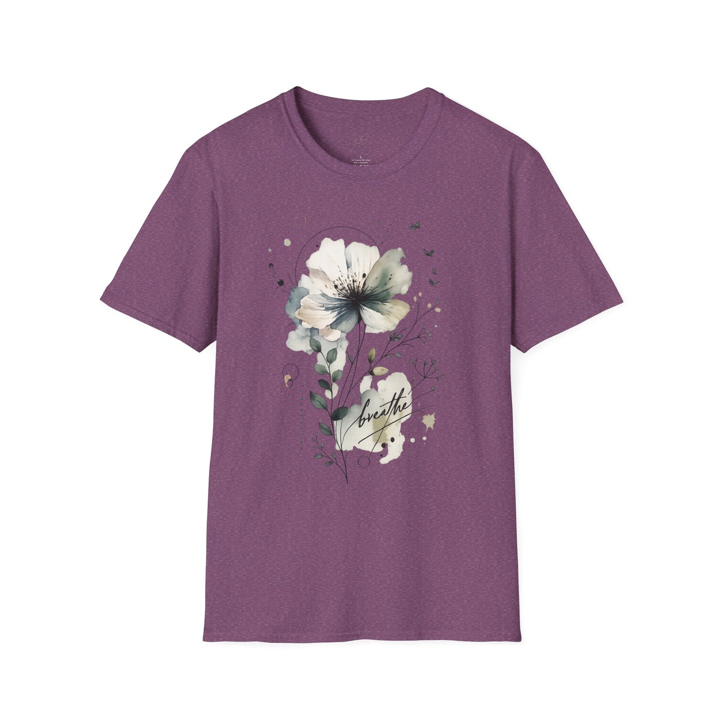 "Breathe" Floral Watercolor Tee | Soft Botanical Graphic Shirt