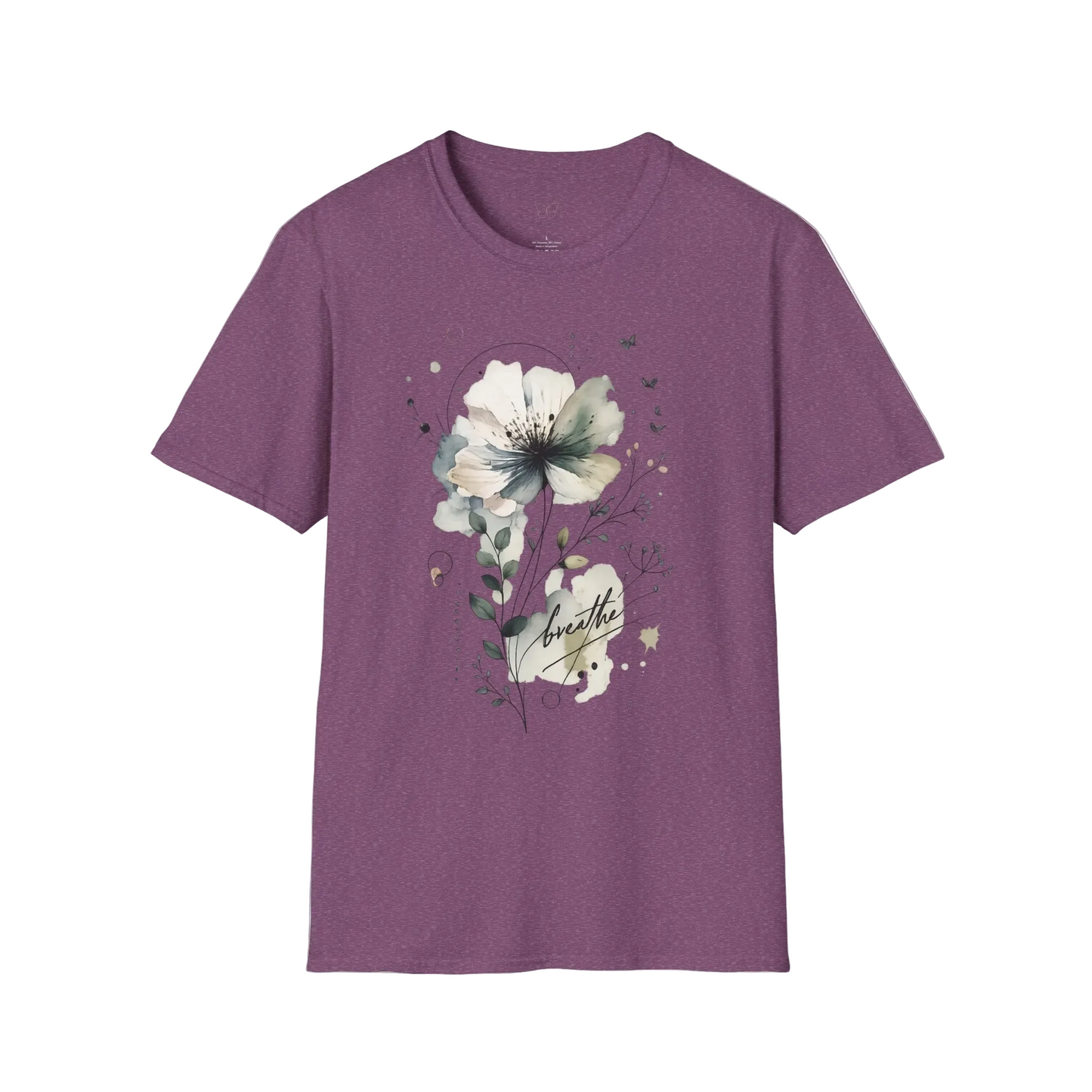 "Breathe" Floral Watercolor Tee | Soft Botanical Graphic Shirt