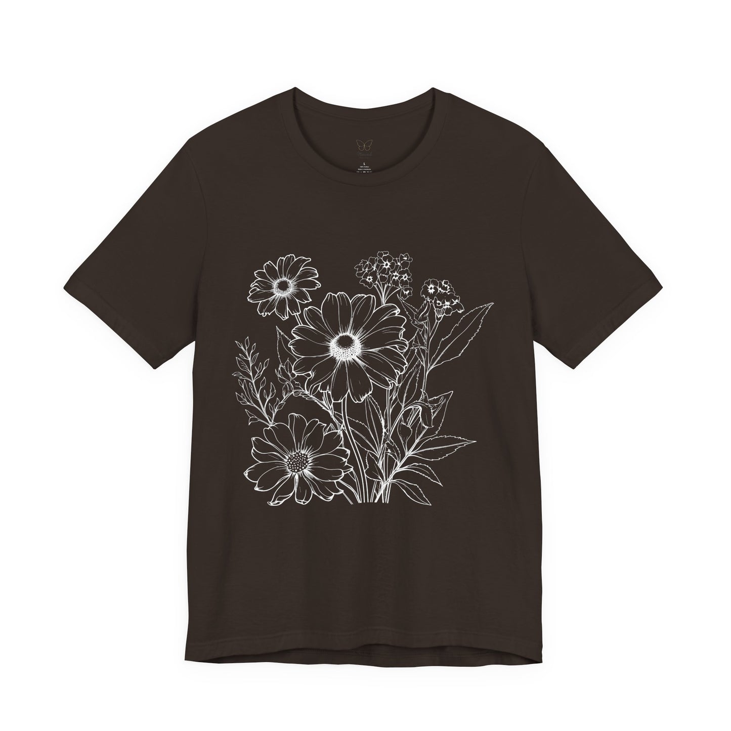 Floral Sketch Women's Tee — Hand-Drawn Wildflower Graphic