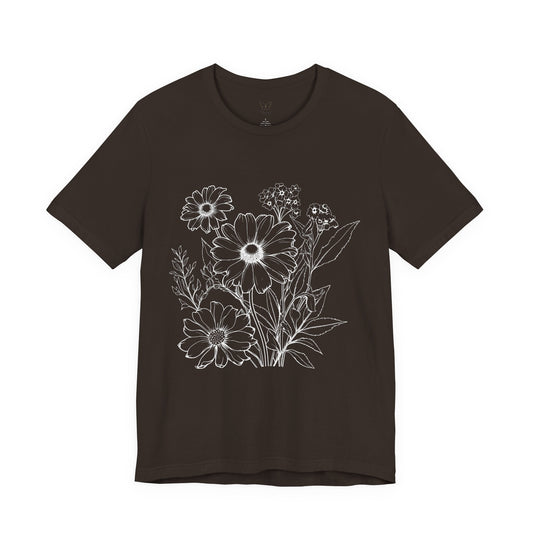 Floral Sketch Women's Tee — Hand-Drawn Wildflower Graphic