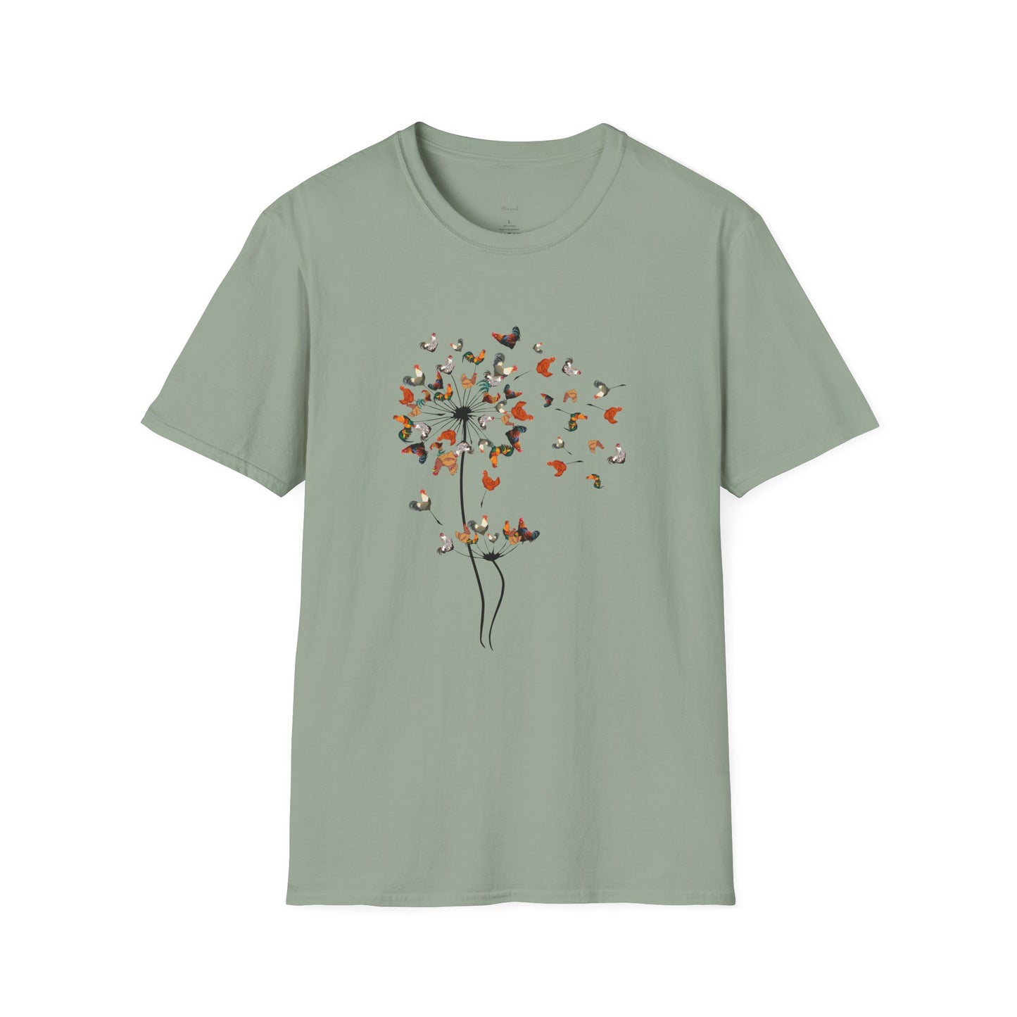 Chicken Dandelion T‑Shirt — Whimsical Floral Tee for Nature Lovers