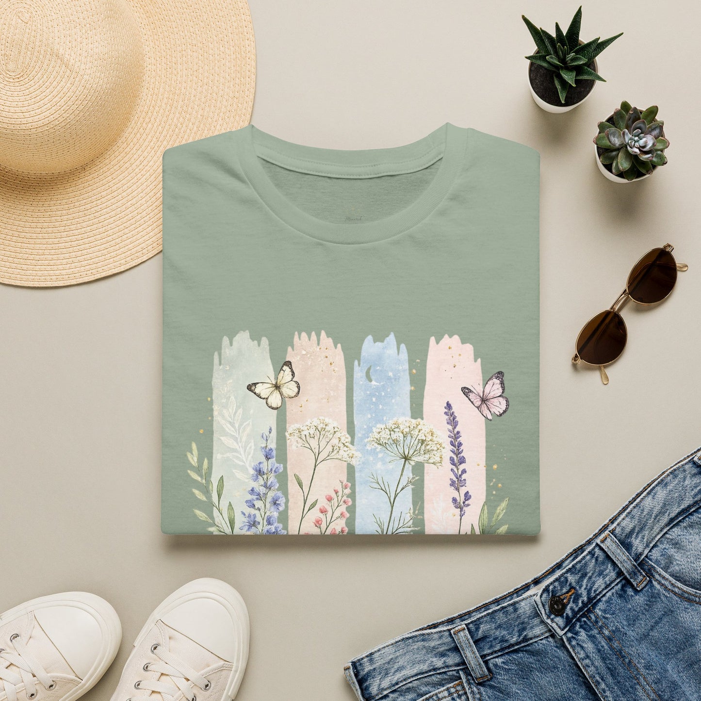 Floral Watercolor Butterfly T-Shirt — Pastel Garden Tee