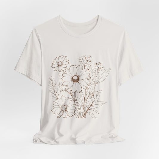 Floral Doodle Tee — Hand‑Drawn Daisy Bouquet T-Shirt