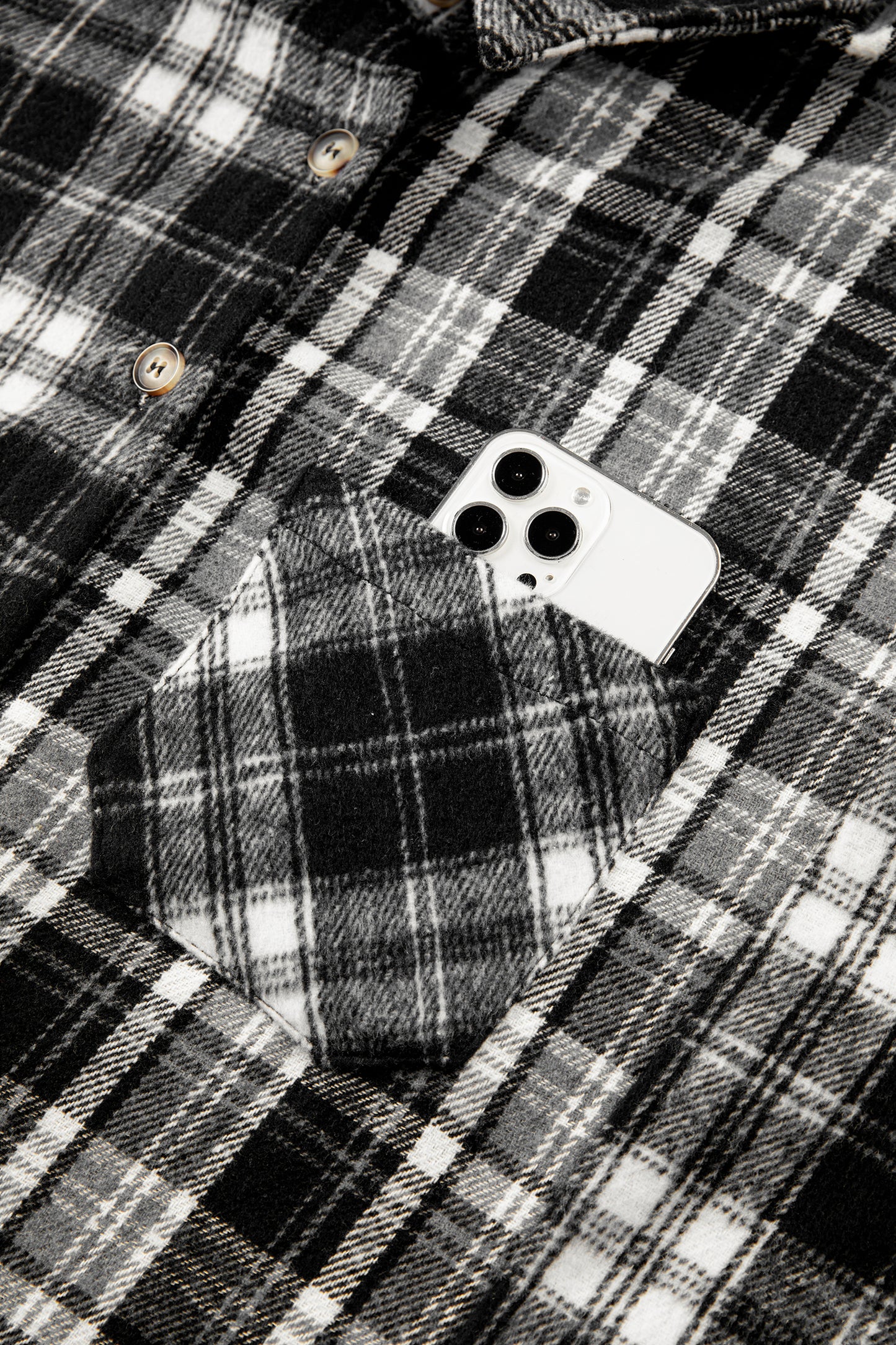 Black Plaid V-Neck Shirt Jacket | Plus Size Shacket 1X–4X