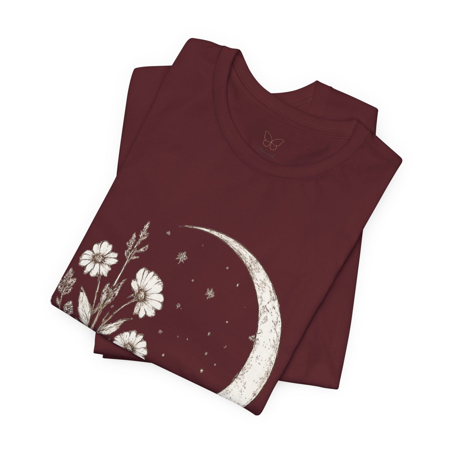 Crescent Moon Wildflower Tee — Botanical Graphic T-Shirt