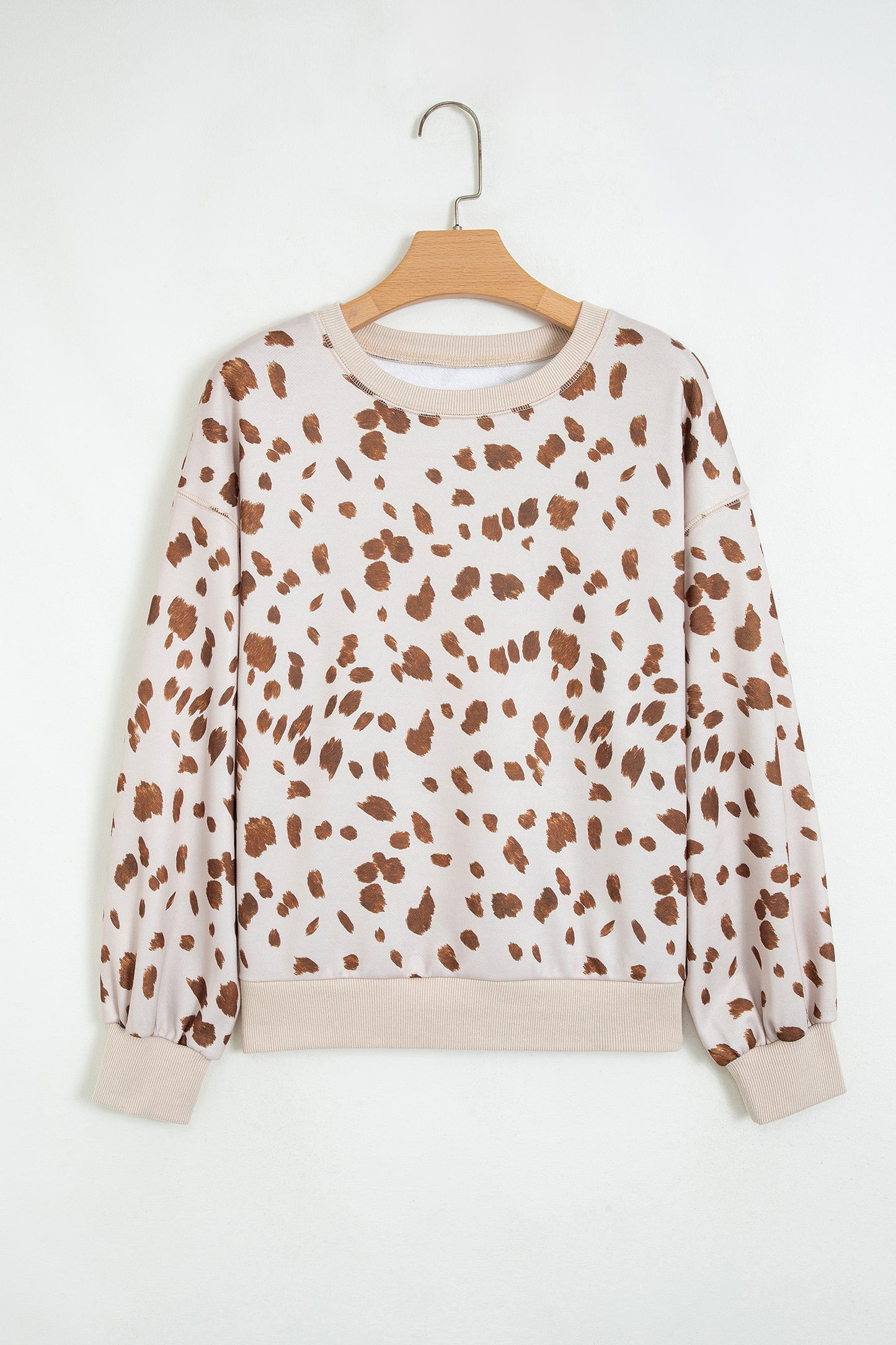 Brown Leopard Print Drop Shoulder Sweatshirt