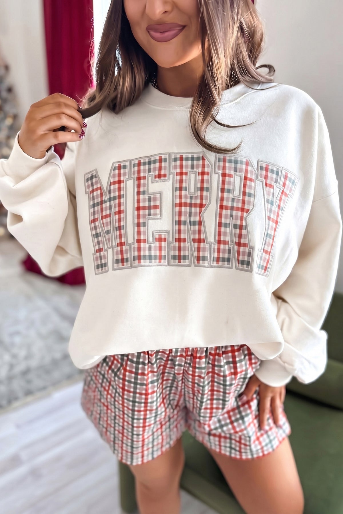 Merry Plaid Holiday Two-Piece Shorts Set
