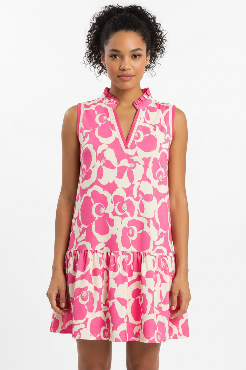 Umgee Floral Sleeveless Tiered Dress