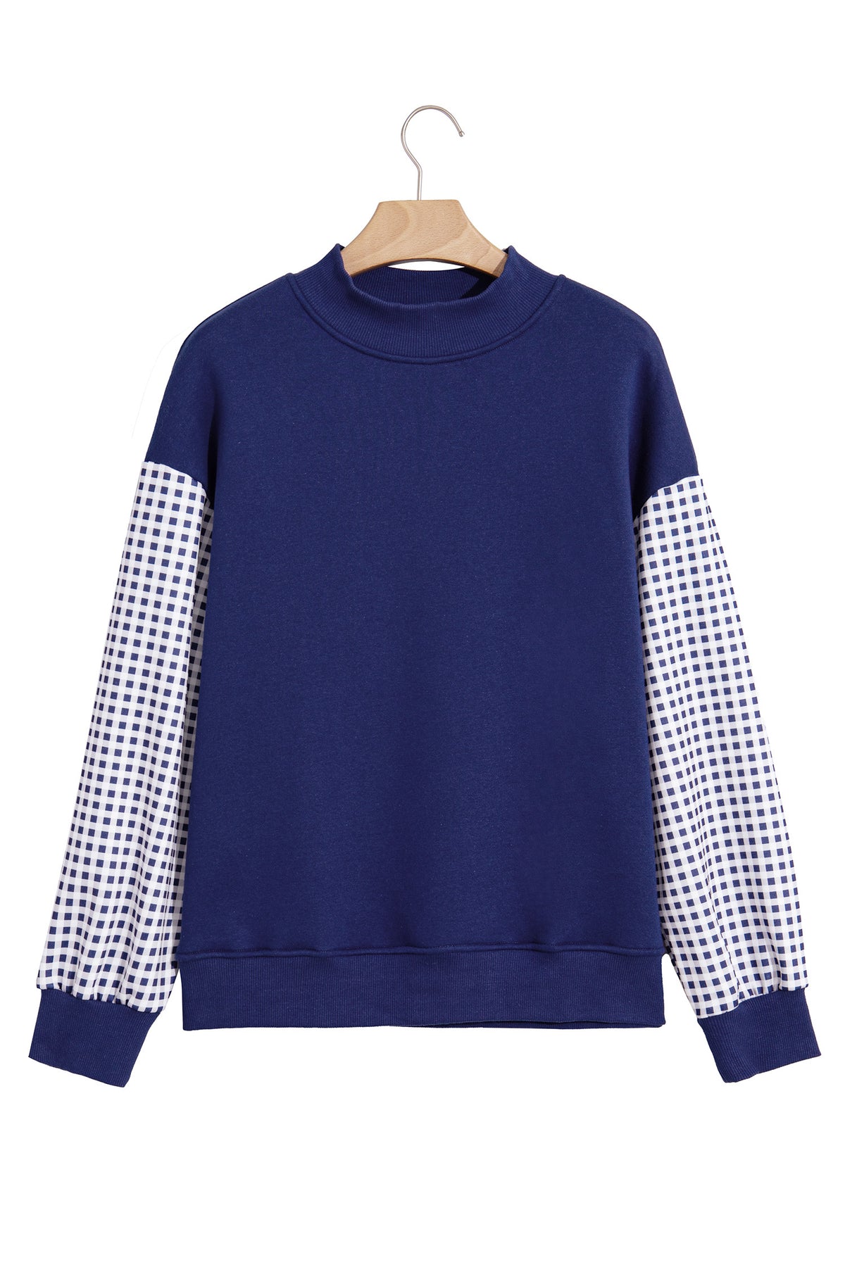 Plaid Sleeve Colorblock Tunic Sweatshirt