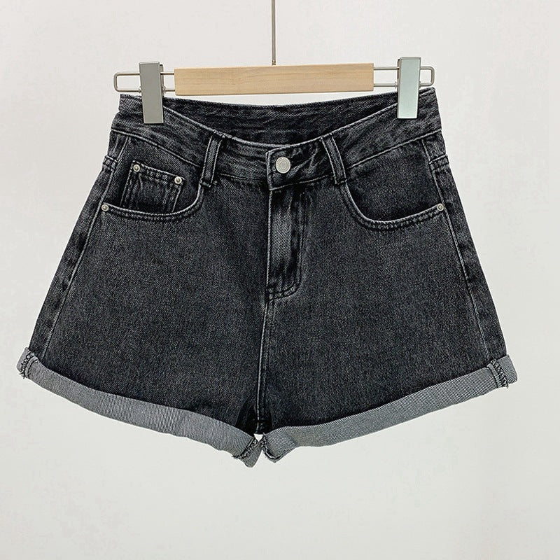 High-Waisted Wide Leg Denim Shorts