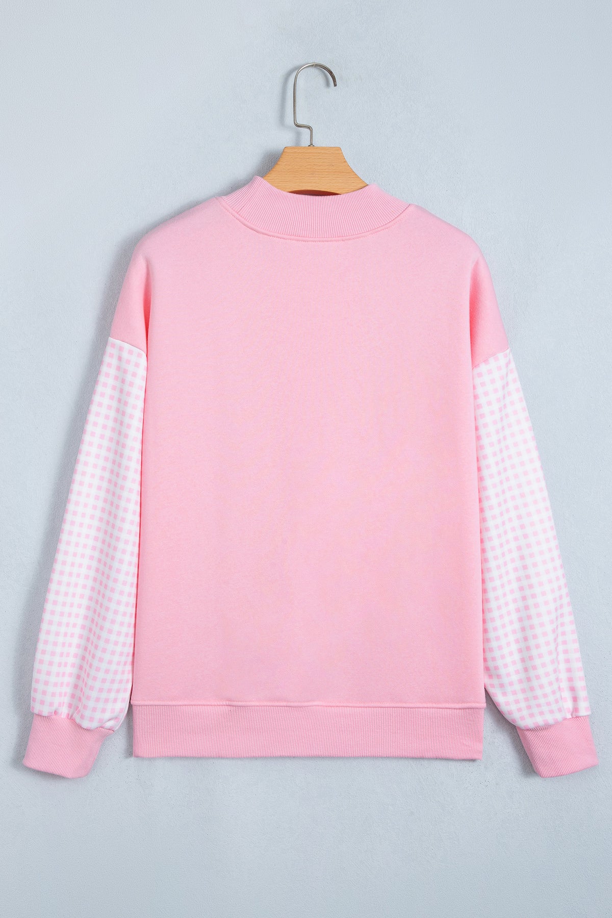 Plaid Sleeve Colorblock Tunic Sweatshirt