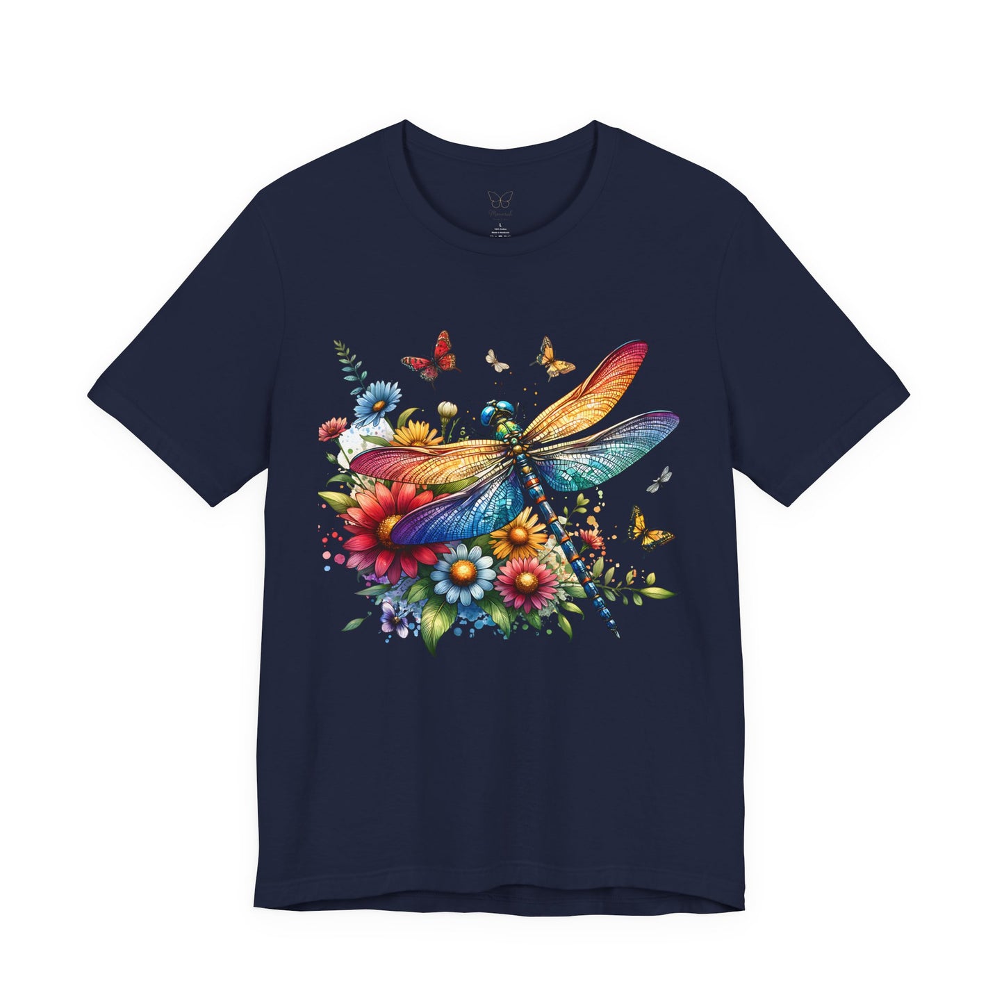 Dragonfly Floral Tee — Colorful Garden Butterfly & Flower T‑Shirt