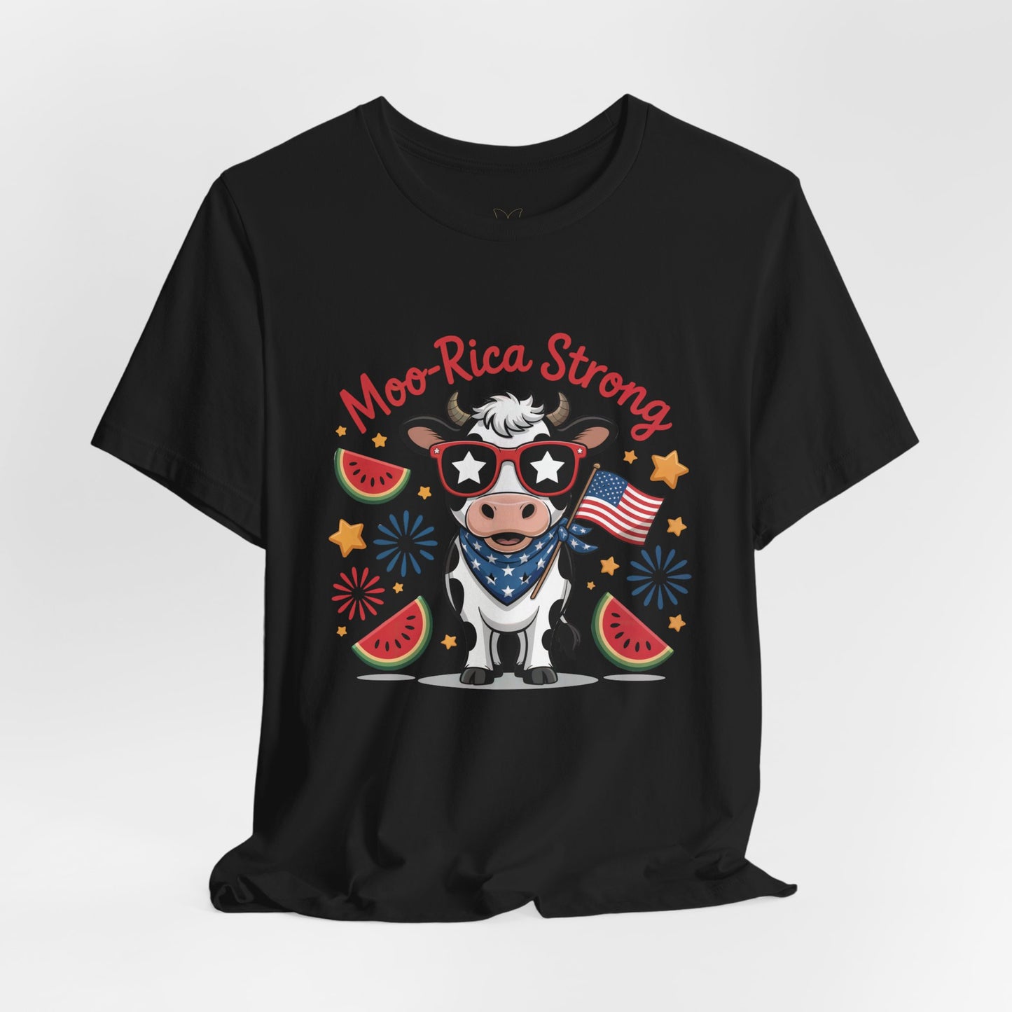 Moo-rica Patriotic Cow Graphic Tee