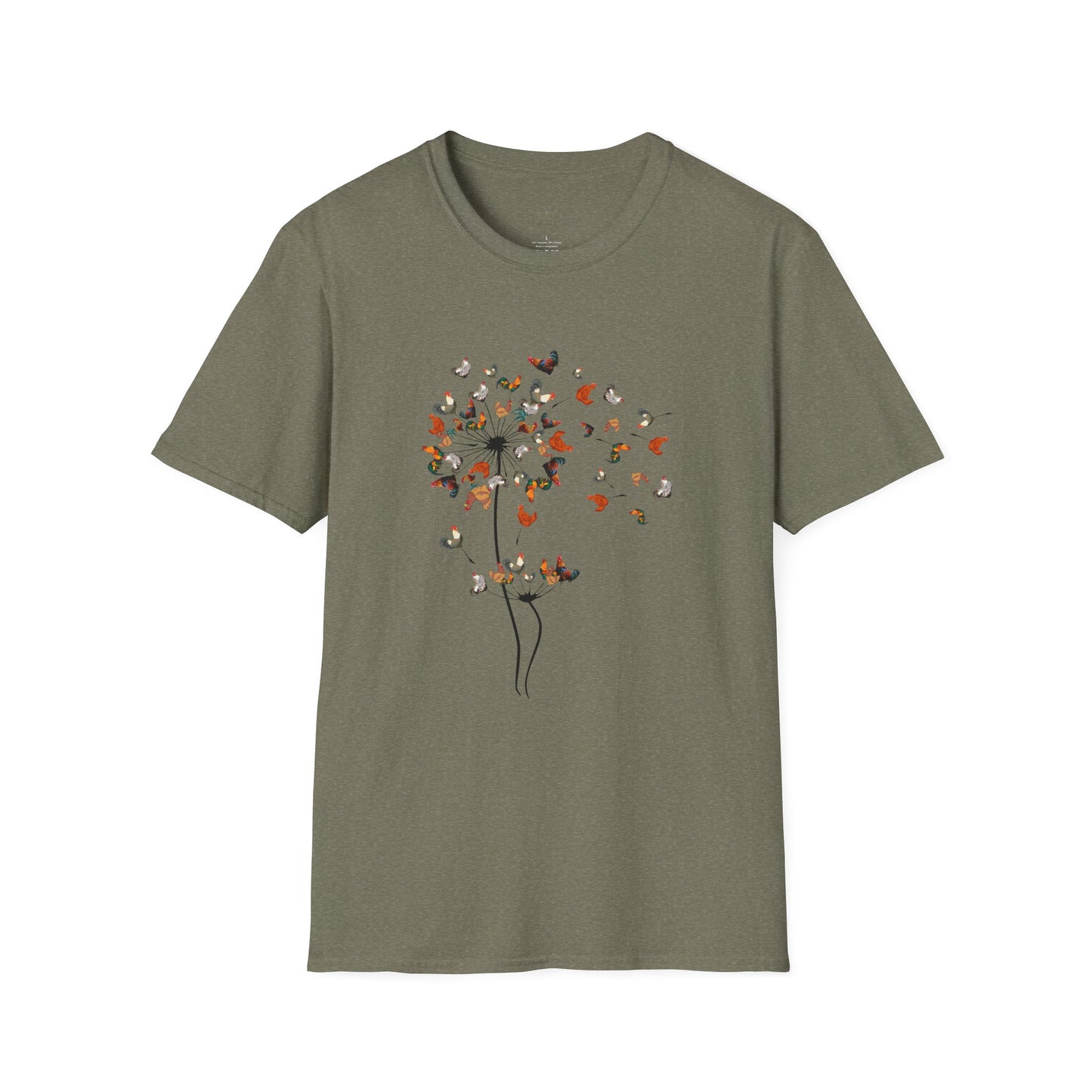 Chicken Dandelion T‑Shirt — Whimsical Floral Tee for Nature Lovers