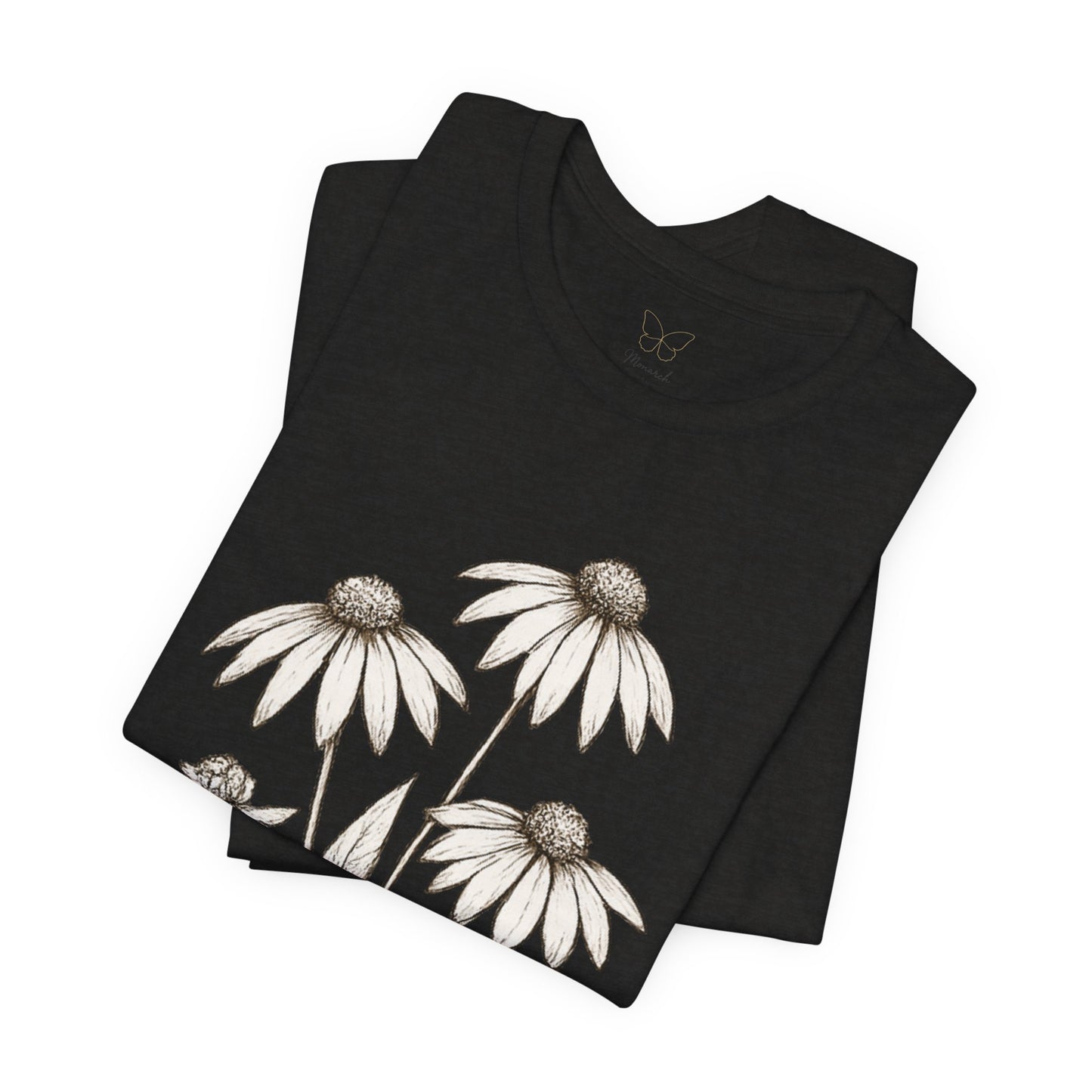 Daisy Sketch T‑Shirt — Vintage White Coneflowers Floral Tee