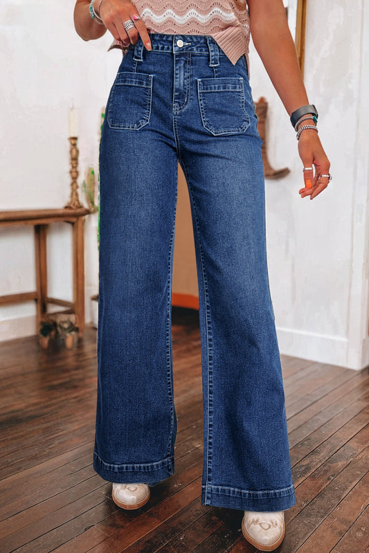 The jeans that do everything right. These wide leg, high waist jeans in a clean sail blue denim are the kind of pair you reach for again and again
