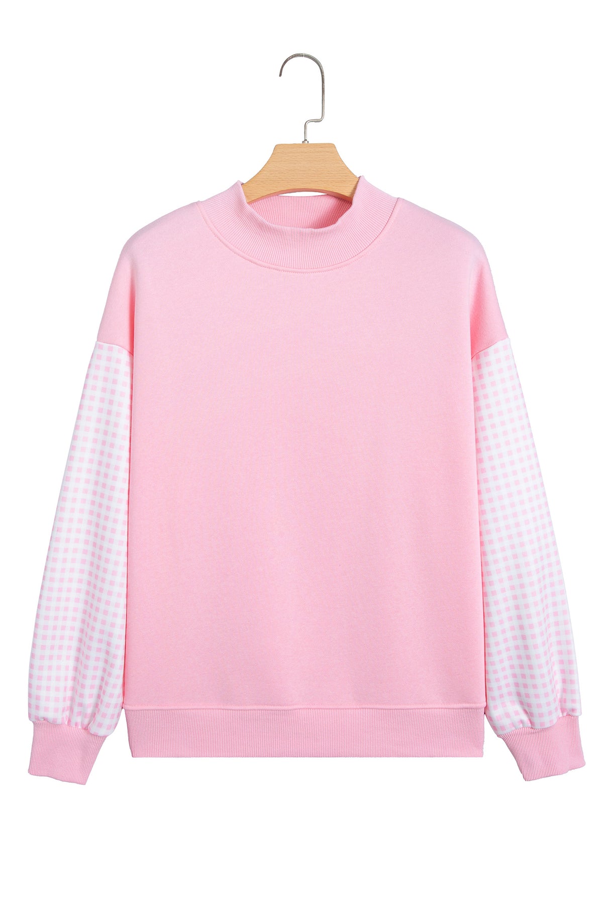 Plaid Sleeve Colorblock Tunic Sweatshirt