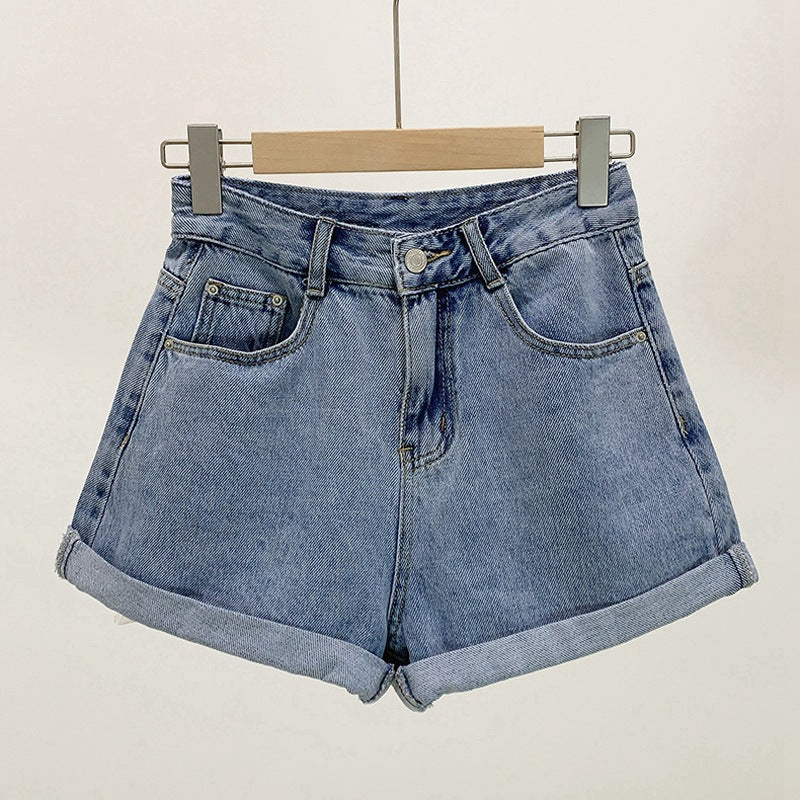 High-Waisted Wide Leg Denim Shorts