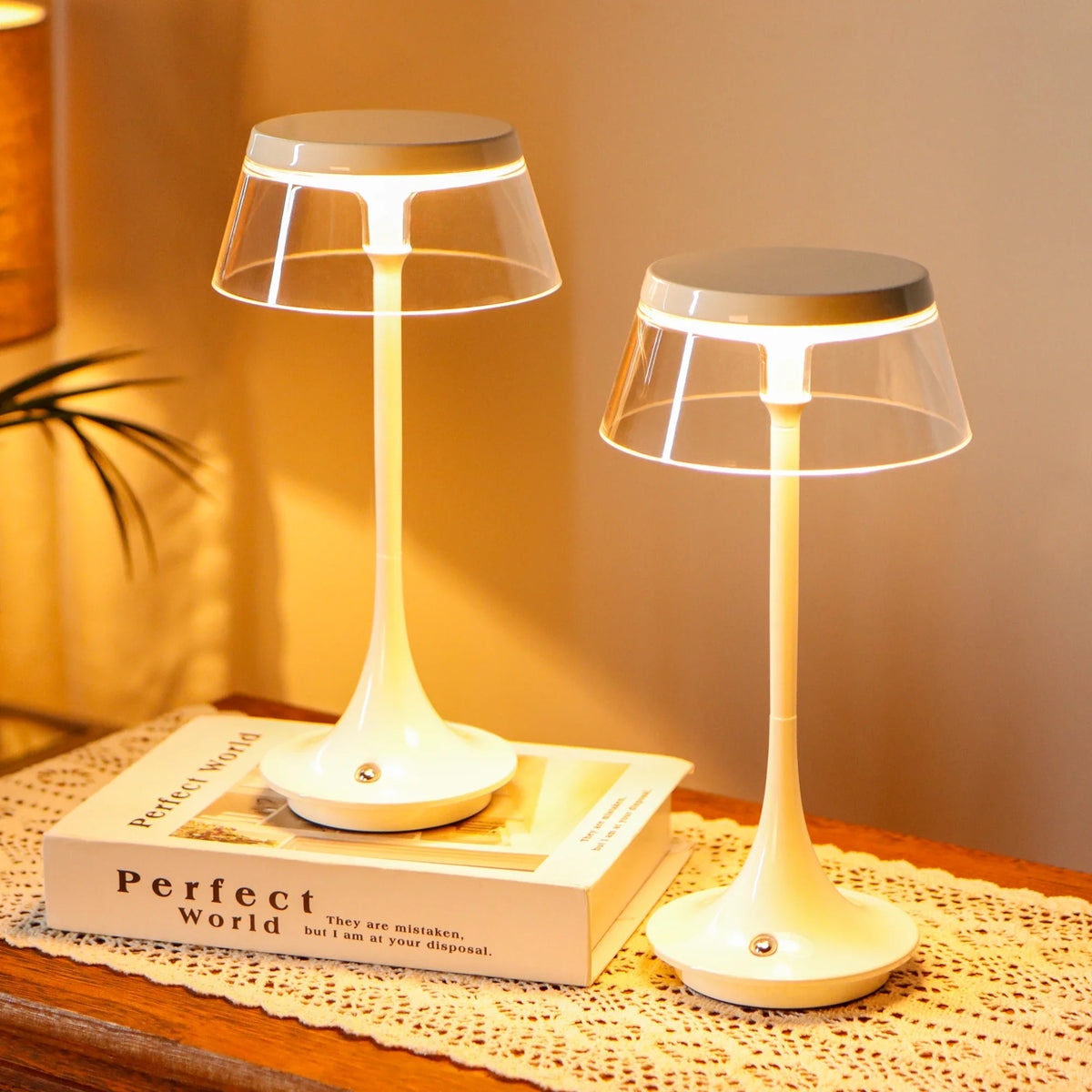 10.5" H Nightstand Lamp 3-Color Light Dimmable