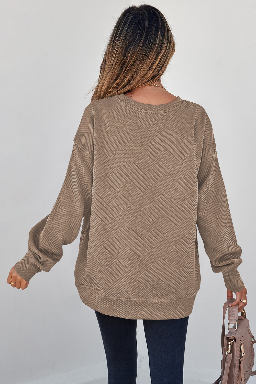 Parchment Textured Drop-Shoulder Sweatshirt
