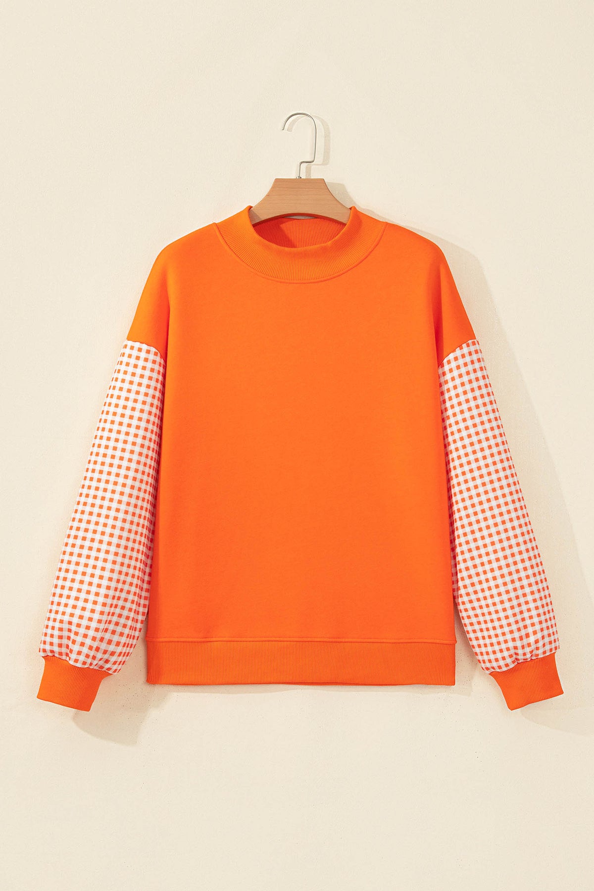 Plaid Sleeve Colorblock Tunic Sweatshirt