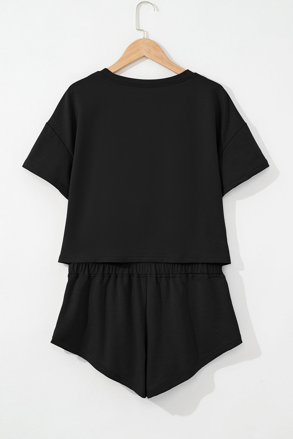 Black Cropped Tee and Ruffle Skort Set