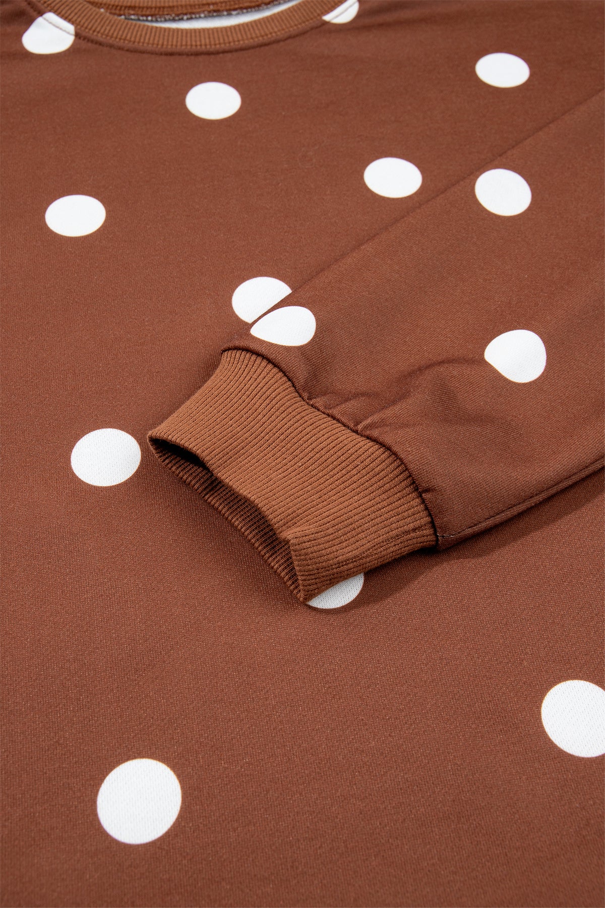 Brown Polka Dot Pullover & Skort Two-Piece Set