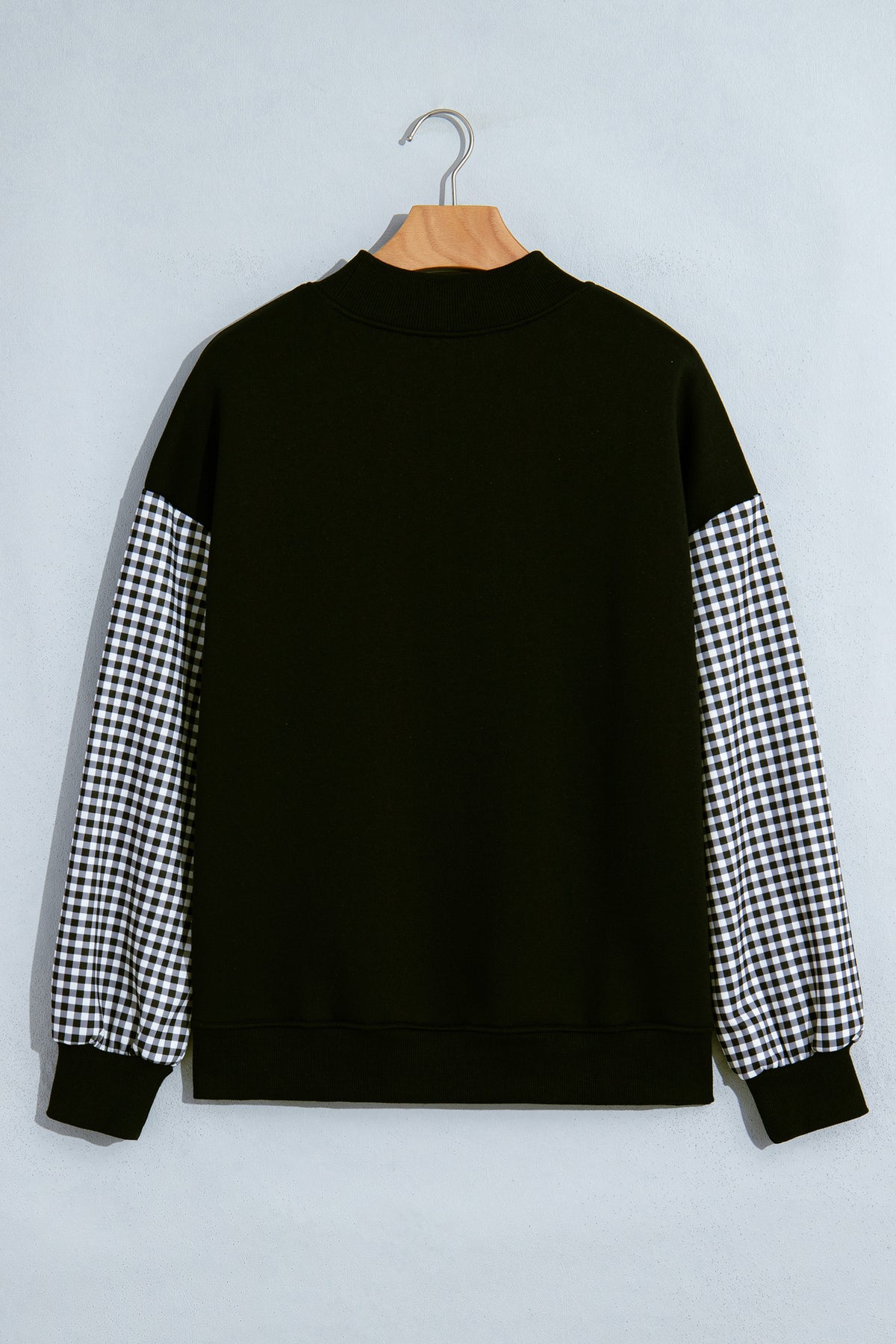 Plaid Sleeve Colorblock Tunic Sweatshirt