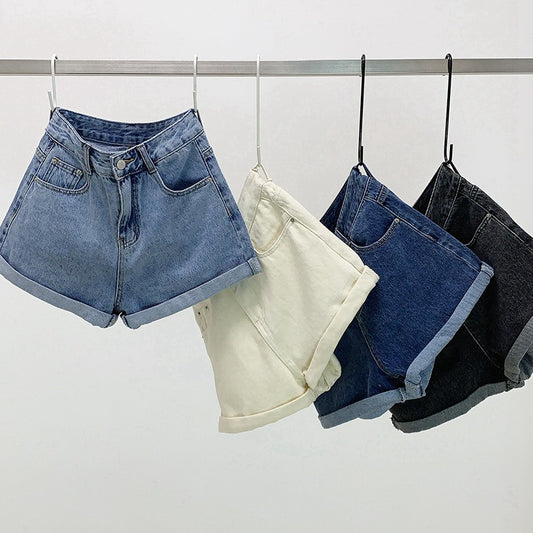 High-Waisted Wide Leg Denim Shorts