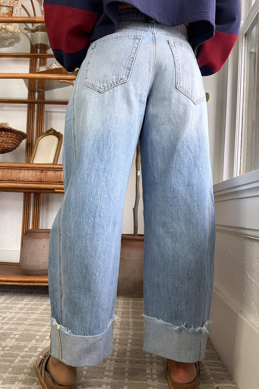 Relaxed Raw-Hem Ankle Jeans