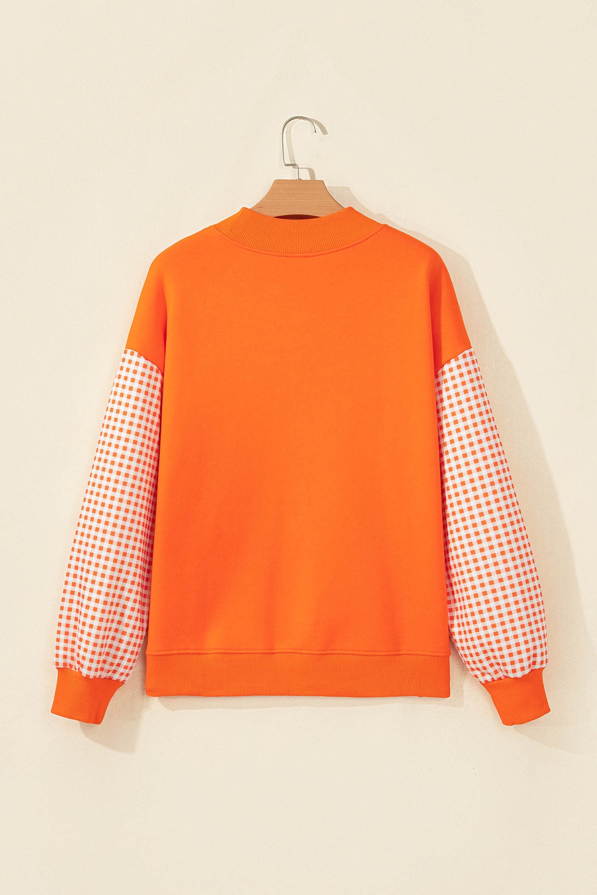 Plaid Sleeve Colorblock Tunic Sweatshirt