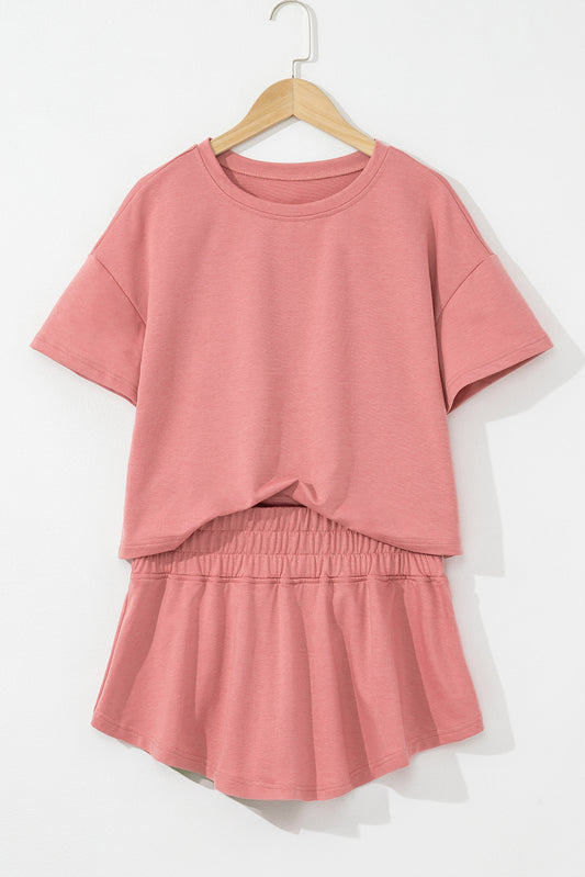 Blossom Cropped Tee & Ruffle High Waist Skort Set