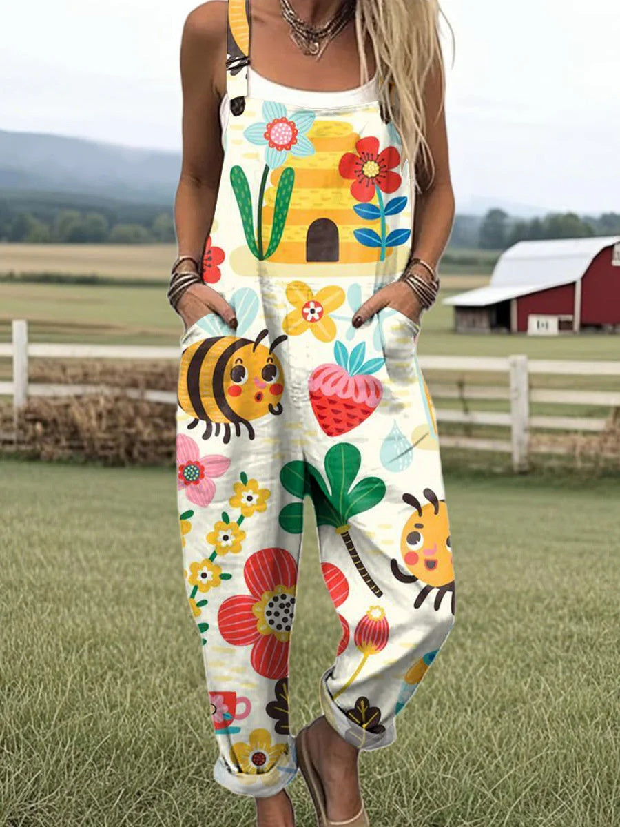 Women's Fun Print Overalls