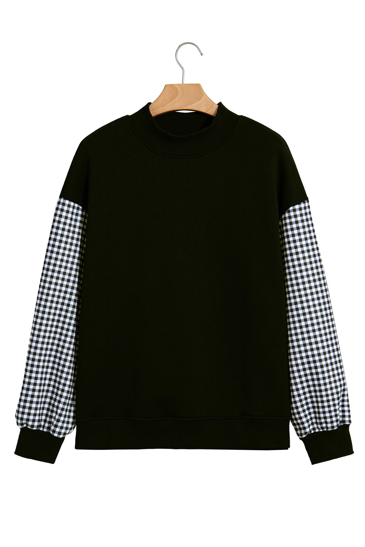Plaid Sleeve Colorblock Tunic Sweatshirt