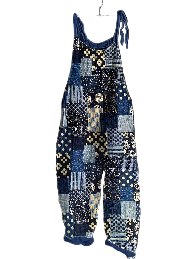 Women's Fun Print Wide-Leg Suspender Overalls