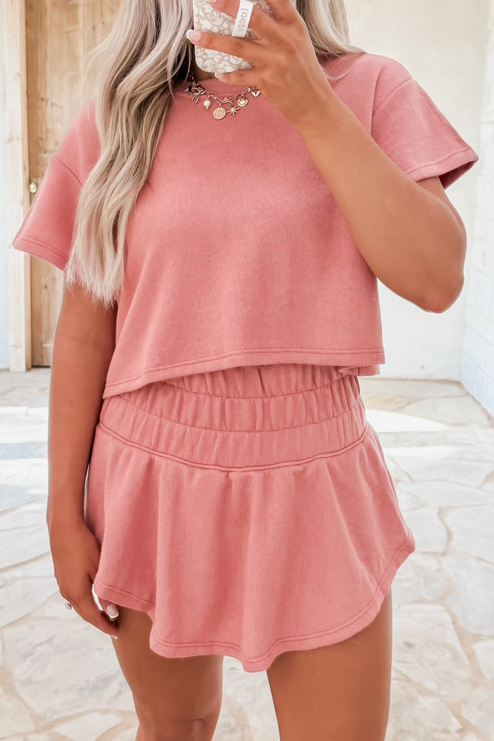 Blossom Cropped Tee & Ruffle High Waist Skort Set